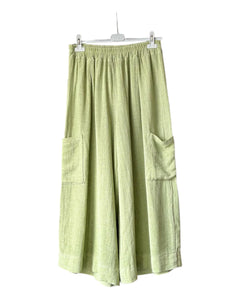 Casey range wide leg crop pocket trousers - Lime