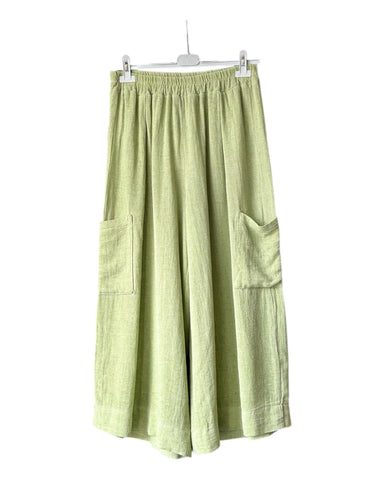 Casey range wide leg crop pocket trousers - Lime