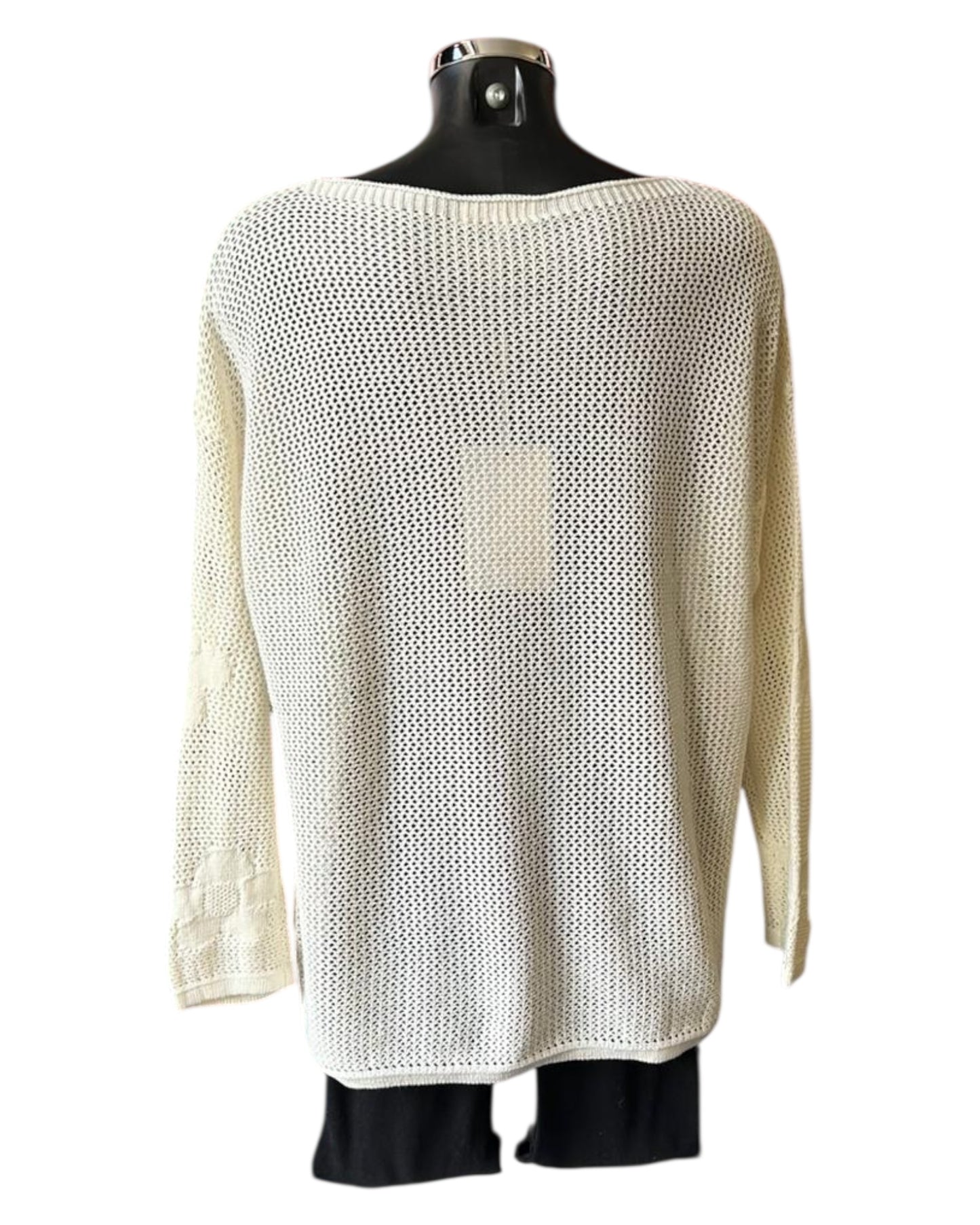 Natasha daisy open knit jumper in Ecru