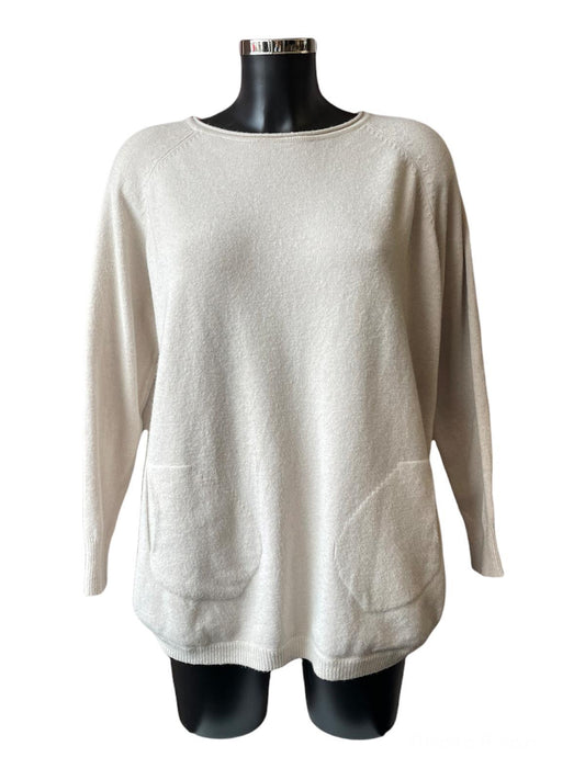 Callie button side soft knitted jumper - Beige