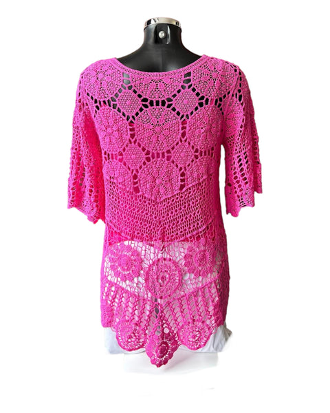 Bridgette 2 piece crochet top - cerise