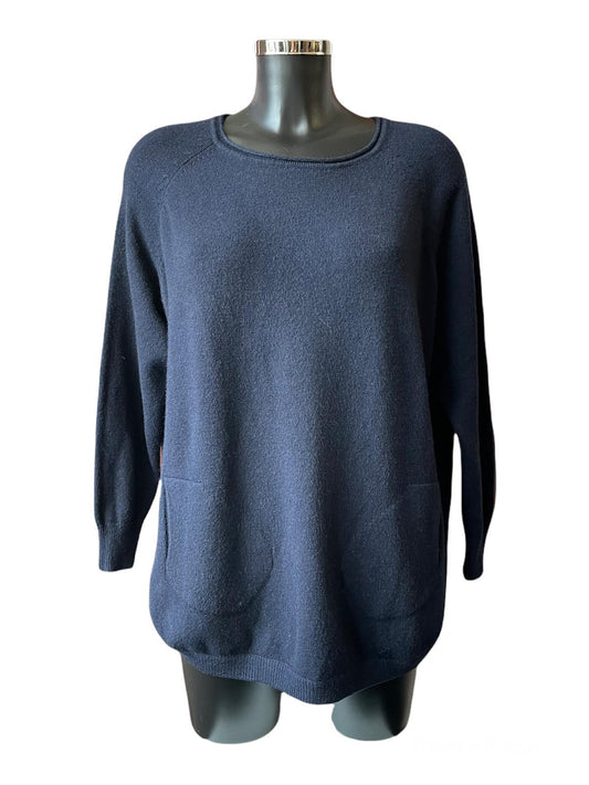 Callie button side soft knitted jumper - Navy