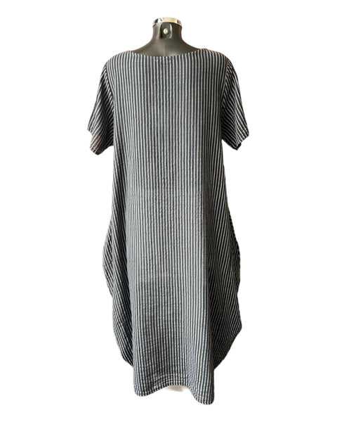 Bonnie striped long cotton dress black
