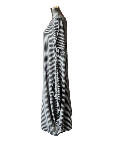 Bonnie striped long cotton dress black