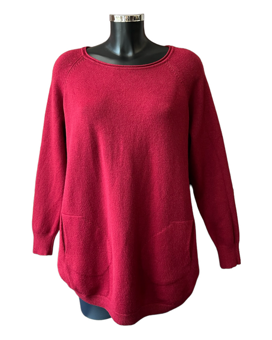 Callie button side soft knitted jumper - Bordeaux