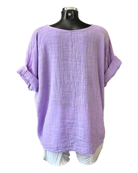 Mia best seller linen mix top - Lilac