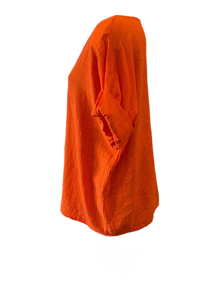Mia best seller linen mix top - Orange