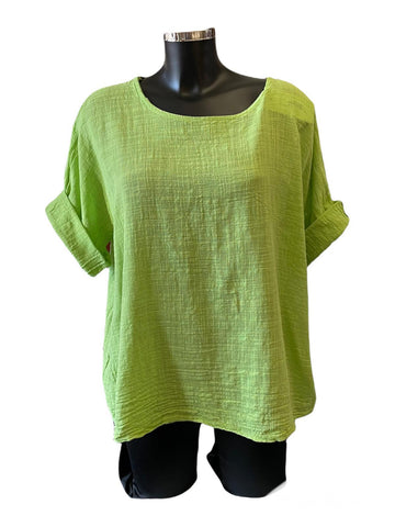 Mia best seller linen mix top - Lime
