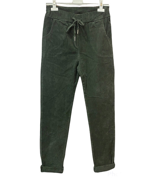 Isla super stretchy cord trousers one size - Khaki