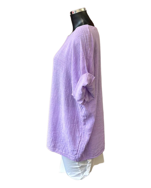 Mia best seller linen mix top - Lilac
